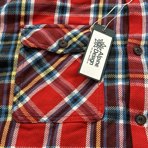 Alpine Design Heavyweight Flannel Shirt Men’s Size Large Red Blue Yellow Plaid - Picture 3 of 12